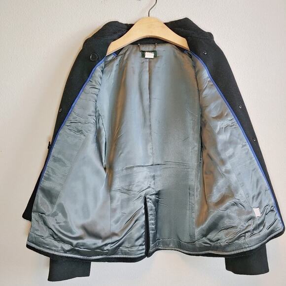 J. Crew Women's Black Wool Double Breasted Pea Coat Sz M Academia Preppy Winter - Picture 10 of 12